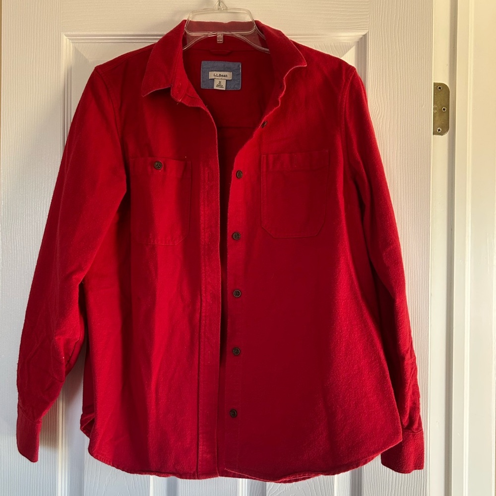 L.L. Bean women’s Red Button-Up flannel shirt